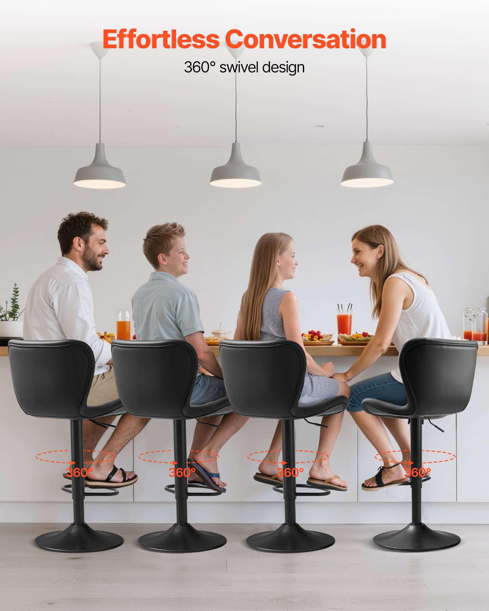 Effortless Conversation  
360° swivel design