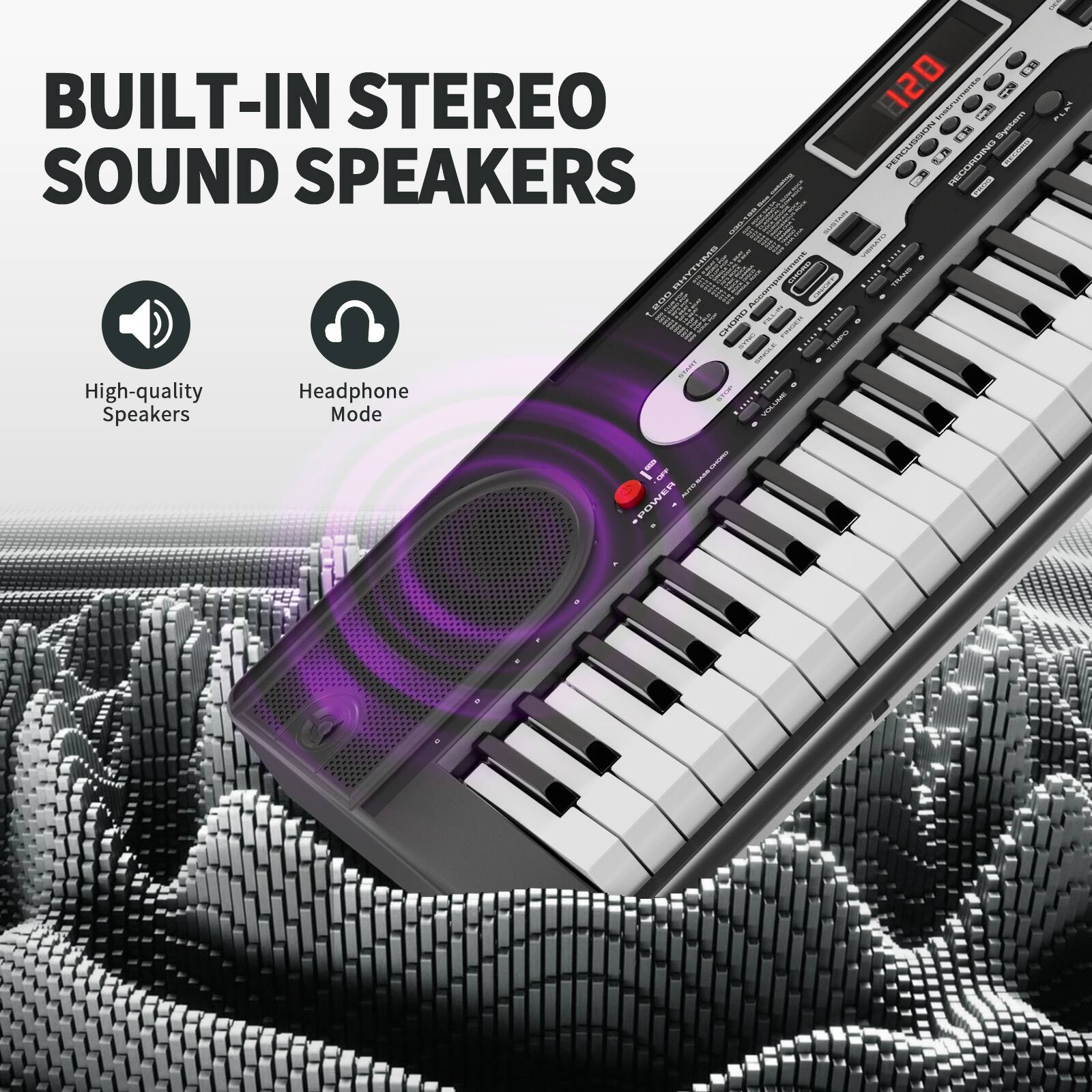 BUILT-IN STEREO SOUND SPEAKERS
- High-quality Speakers
- Headphone Mode