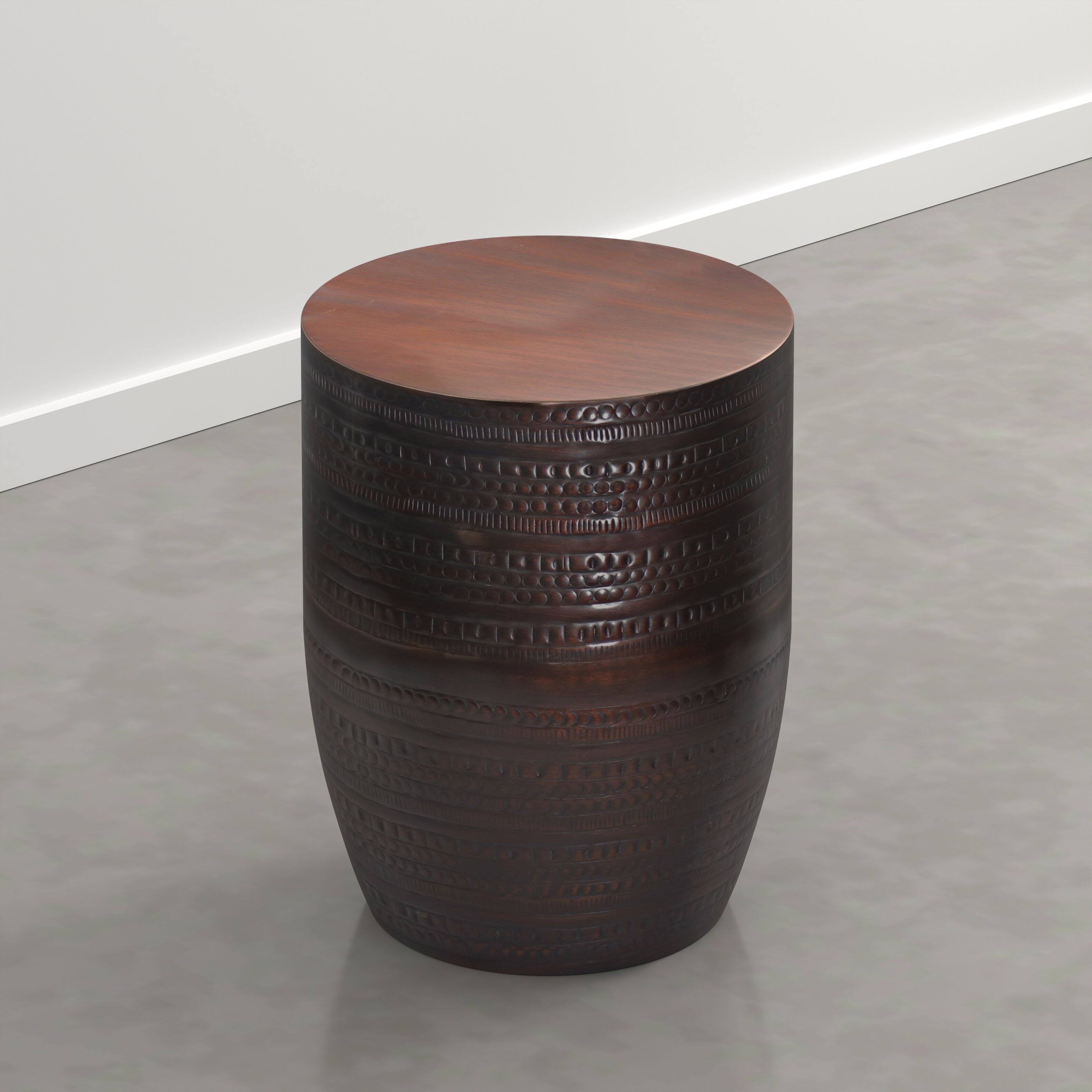 Alt View 1. Simpli Home - Johnsen 15 inch Wide Metal Drum Accent Table, Dark Bronze - Dark Bronze.