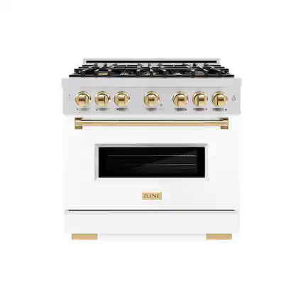 Front. ZLINE - ZLINE Autograph 36" Classic Gas Range with 6 Burners and Gold Accents (CGRZ-WM-36-G) - Black.