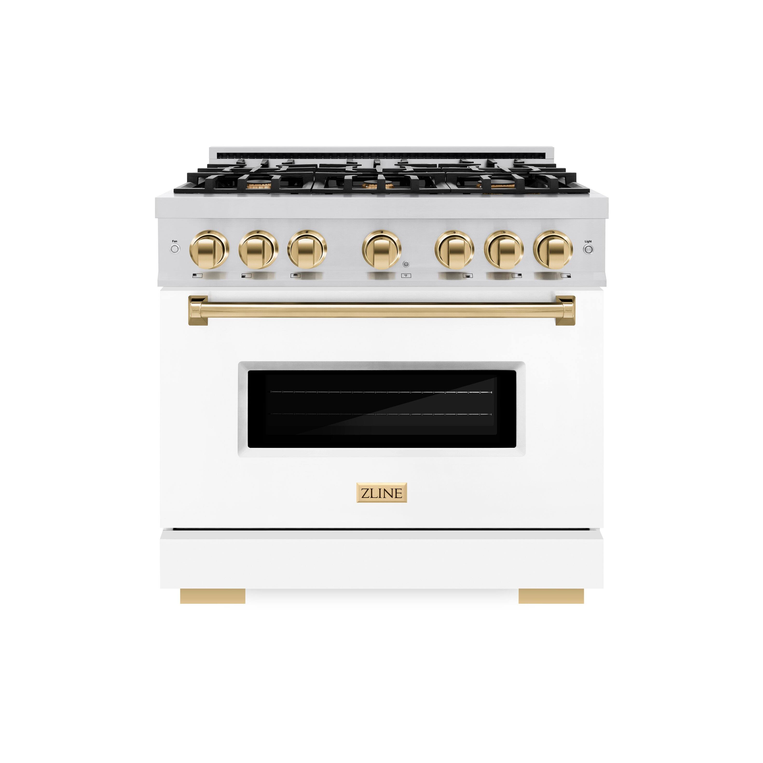 ZLINE - Autograph 36" Classic Gas Range with 6 Burners and Gold Accents (CGRZ-WM-36-G) - Black