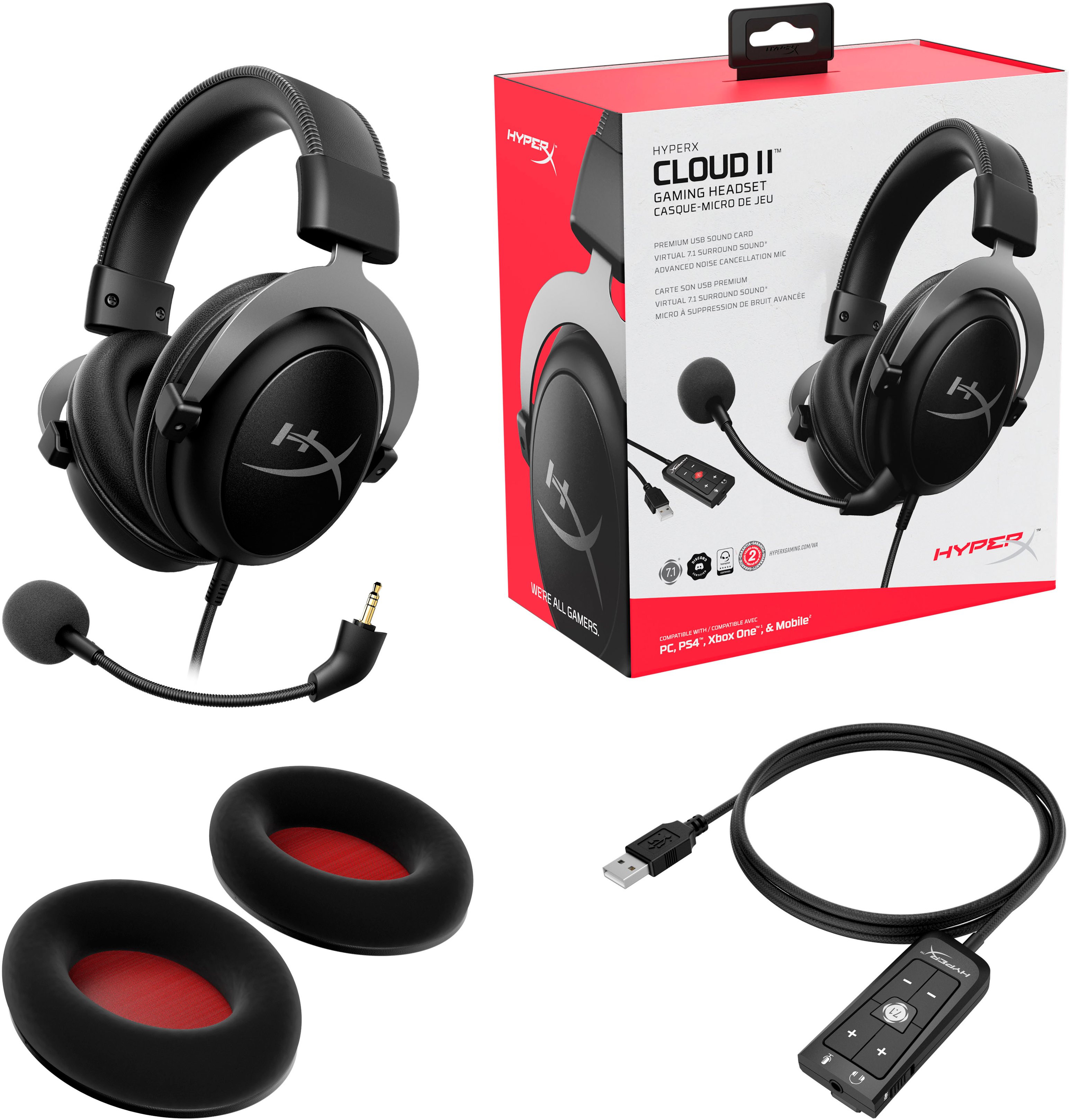 Pedagogie erectie Renovatie HyperX Cloud II Pro Wired 7.1 Surround Sound Gaming Headset for PC, Xbox  X|S, Xbox One, PS5, PS4, Nintendo Switch, and Mobile Black/Gunmetal  4P5L9AA/KHX-HSCP-GM - Best Buy
