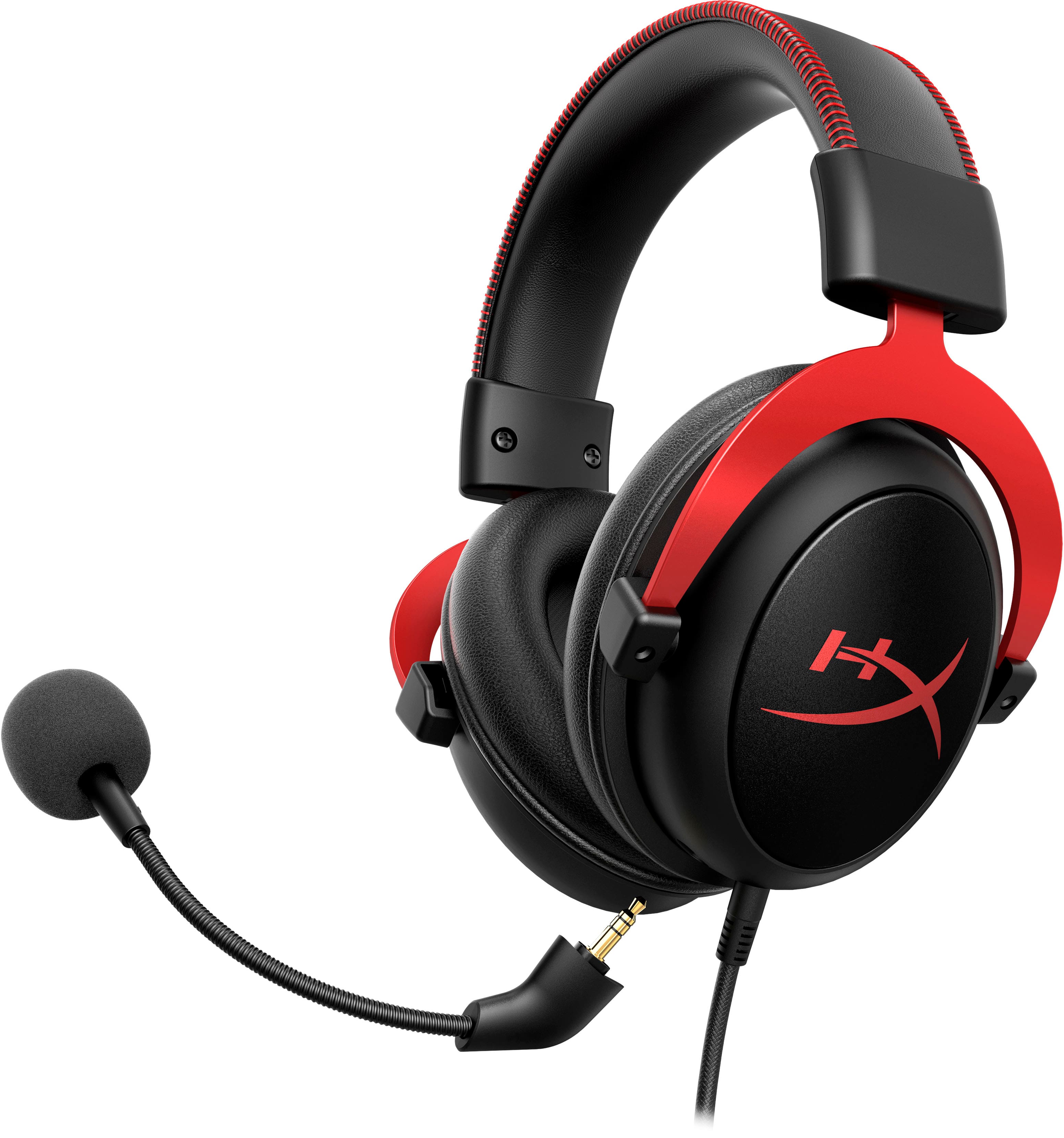 Left. HyperX - Cloud II Wired Gaming Headset for PC, Xbox X|S, Xbox One, PS5, PS4, Nintendo Switch, and Mobile - Black/Red.