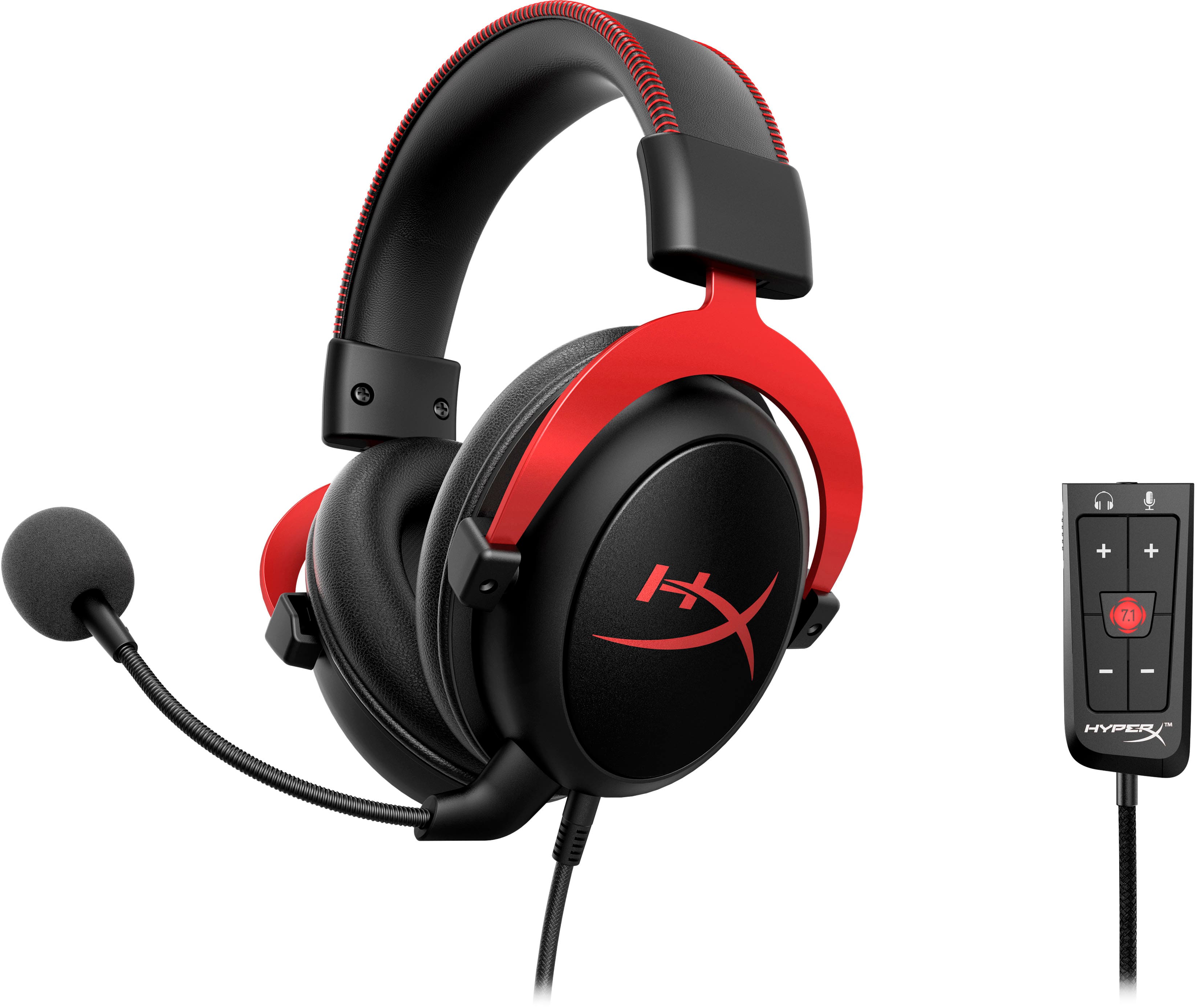 Angle. HyperX - Cloud II Wired Gaming Headset for PC, Xbox X|S, Xbox One, PS5, PS4, Nintendo Switch, and Mobile - Black/Red.