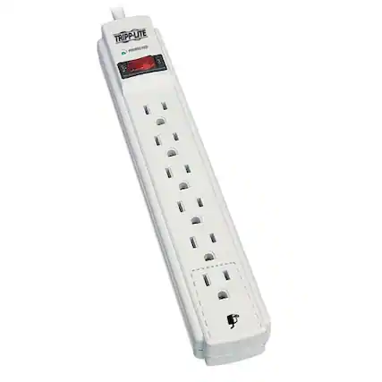 Front. Tripp Lite - 6-Outlet Surge Protector TAA Compliant - White.