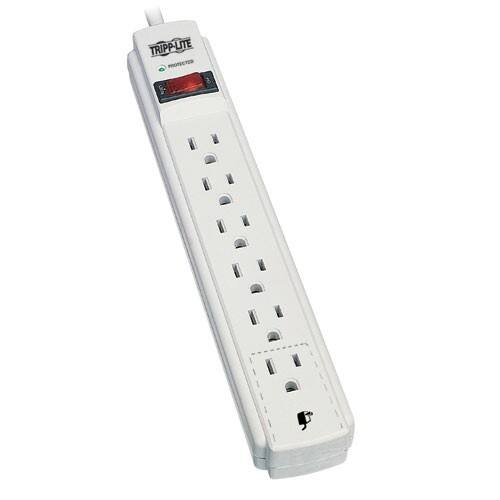 Front. Tripp Lite - 6-Outlet Surge Protector TAA Compliant - White.
