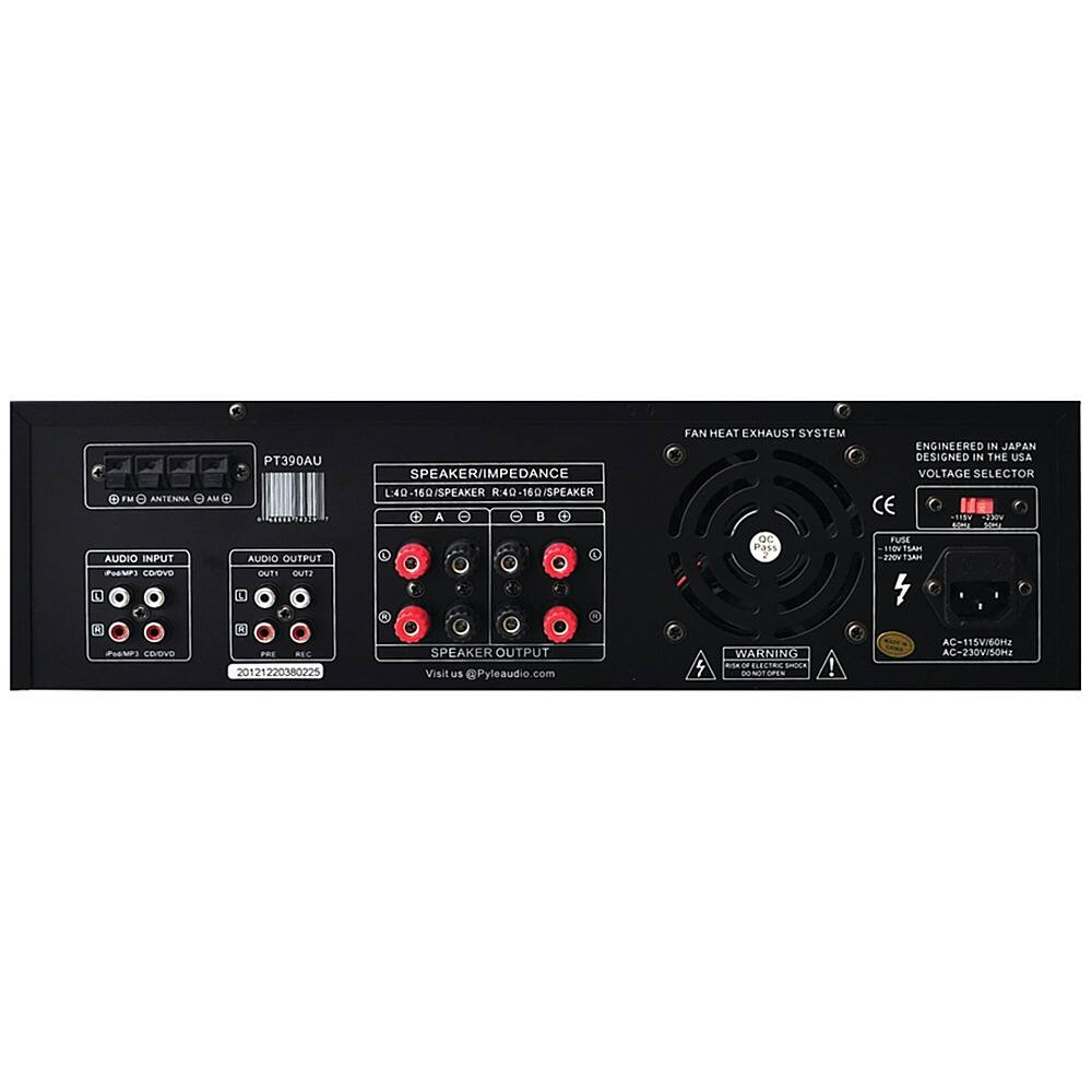 Back. PYLE - 300W 4-Ch. Stereo Receiver - Black.