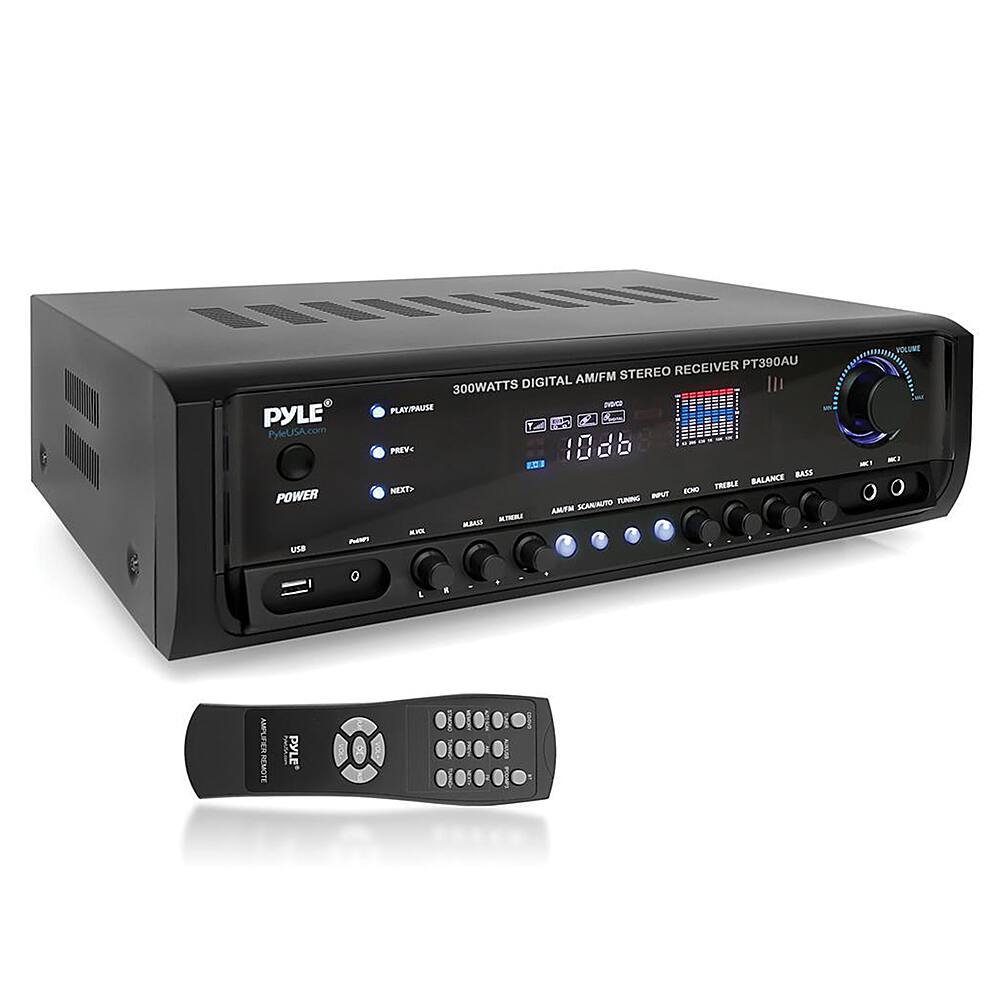 Angle. PYLE - 300W 4-Ch. Stereo Receiver - Black.