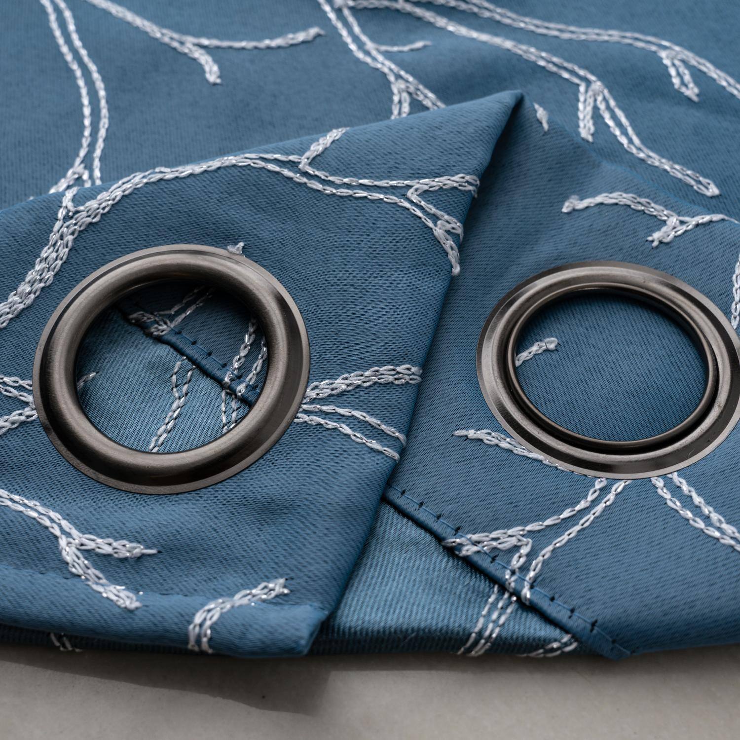 Left. RT Designers Collection - RT Designer Collection Luciana Embroidered Blackout Luxurious Decorative Grommet Curtain Panel 54" x 90" Wedgwood - Wedgewood.