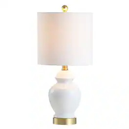 Jonathan Y - Perry 20" Ceramic/Metal LED Table Lamp, /Brass Gold - White