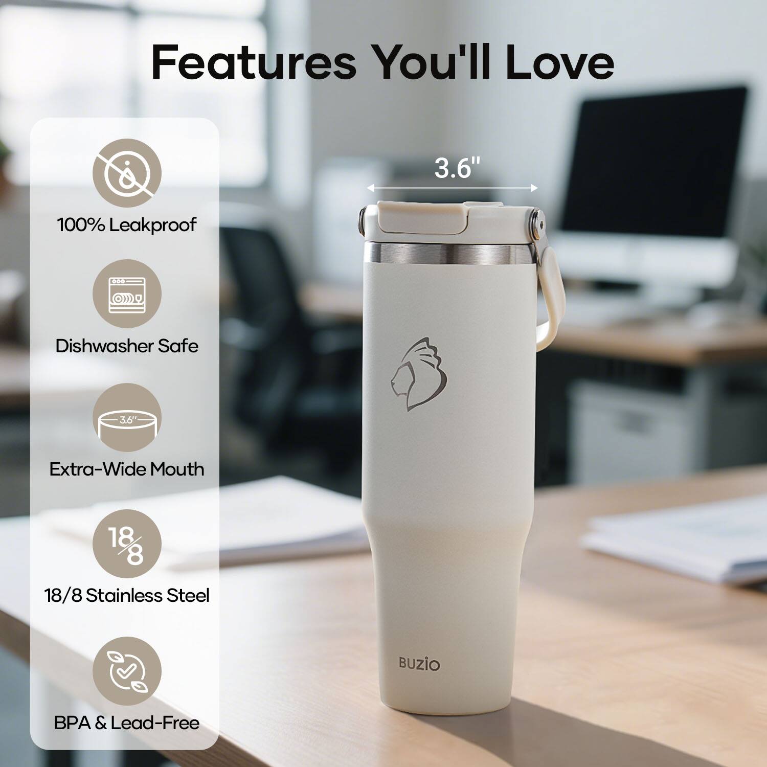 Features You'll Love

- 3.6" 
- 100% Leakproof
- Dishwasher Safe
- Extra-Wide Mouth
- 18/8 Stainless Steel
- BPA & Lead-Free