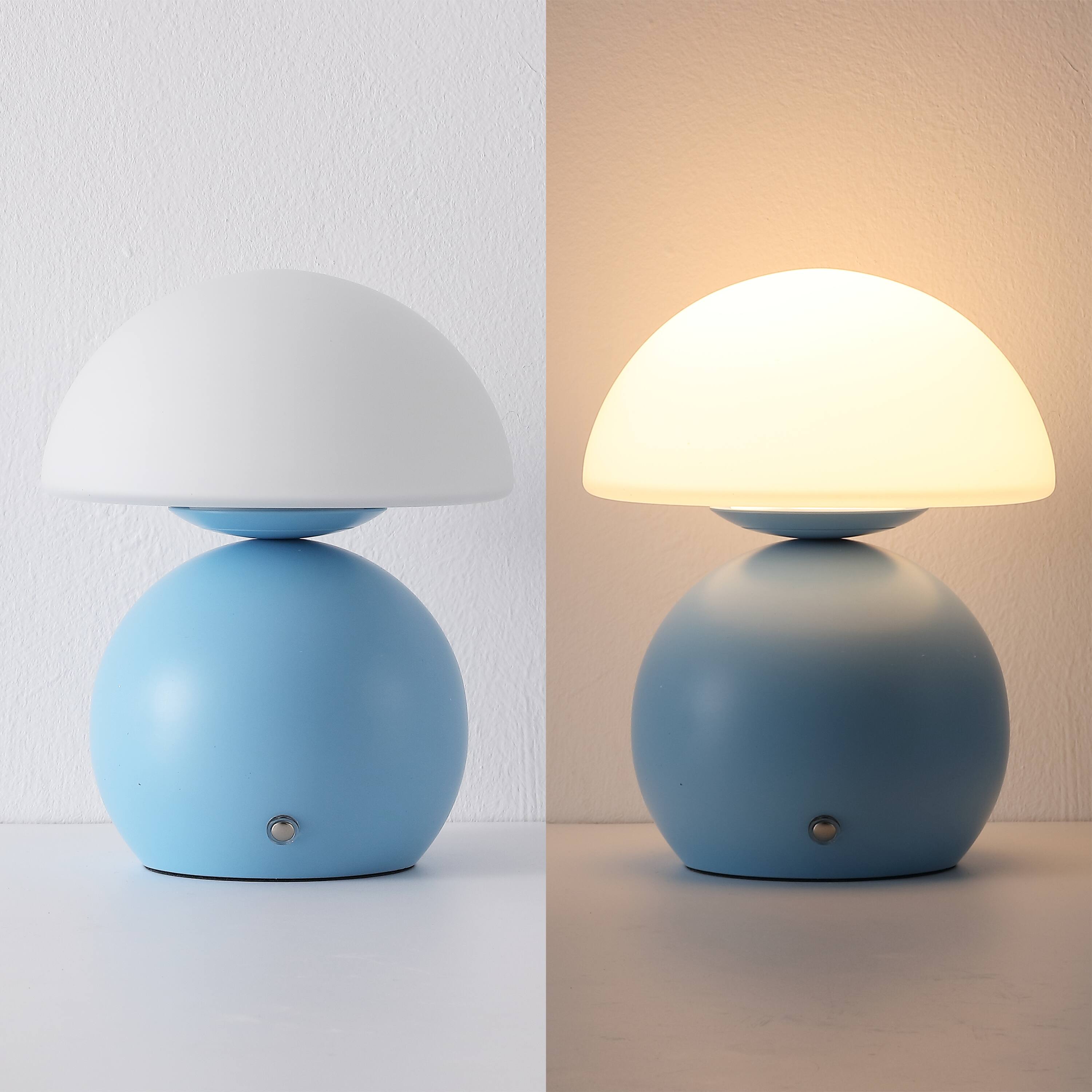 Alt View 5. Jonathan Y - Kanya 7.25" USB-C Rechargeable Table Lamp Set of 2, Tide Pool Blue Metal Base, White Glass Dome Shade and Touch Dimmer - Tide Pool Blue.