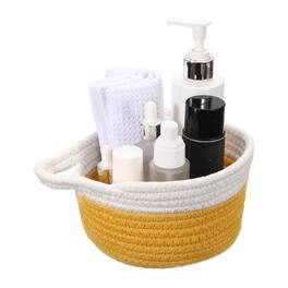 Unique Bargains - Small Cotton Rope Woven Storage Basket, 7.1x3.6" Cat Ears Decorative Box, Cute Nursery Bin for Shelves Closet - Yellow