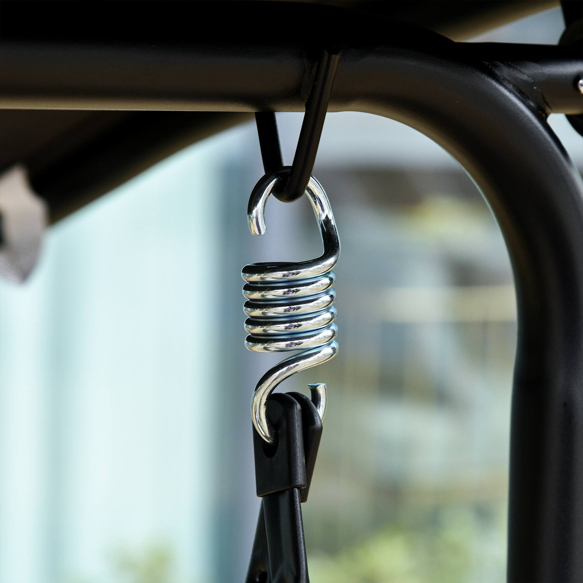 Alt View 4. Outsunny - Outsunny Patio Swing Chair with Canopy, Seats 2 Adults Loveseat Bench with Adjustable Tilt Canopy, Armrests - Black.