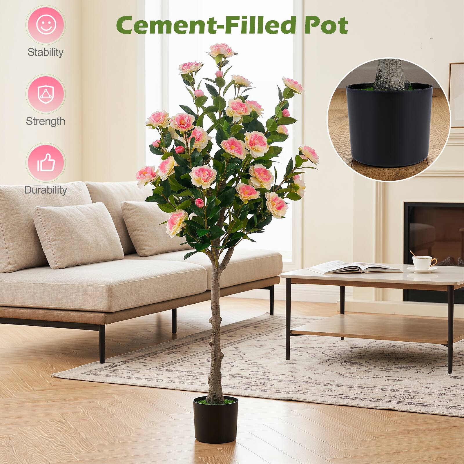 Cement-Filled Pot

- Stability
- Strength
- Durability