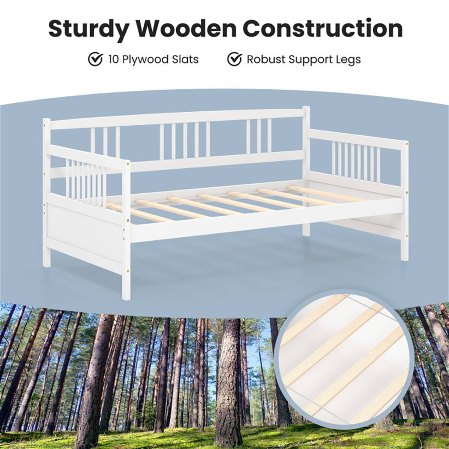 Sturdy Wooden Construction  
✓ 10 Plywood Slats  
✓ Robust Support Legs