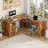 Angle. Aheaplus - 56'' Lift Top Computer Desk with Drawers and Power Outlets, Lift Top Executive Desk - Brown.