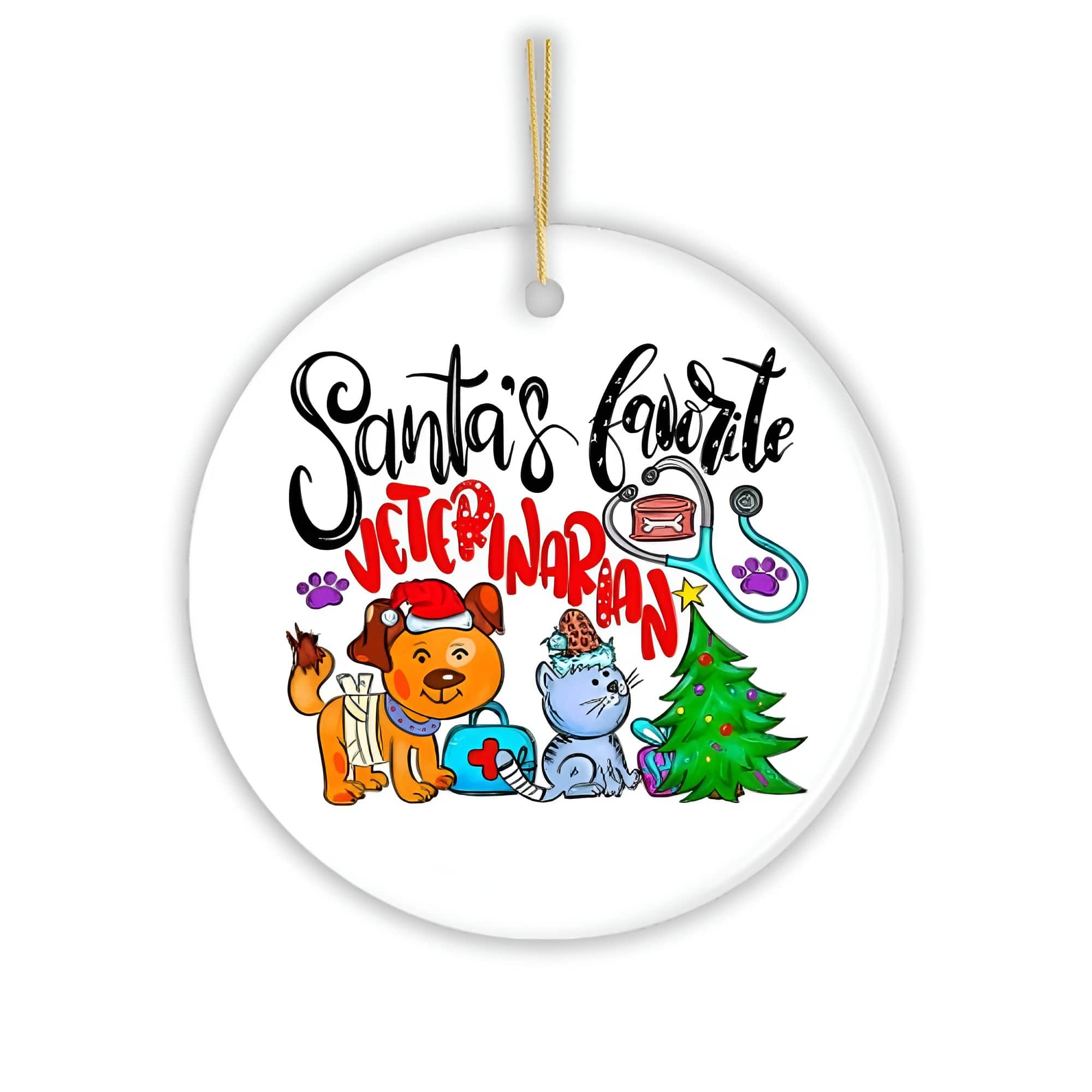 OrnamentallyYou - Santas Favorite Veterinarian Christmas Ornament Veterinary Holiday Appreciation Gift - Multi-colored