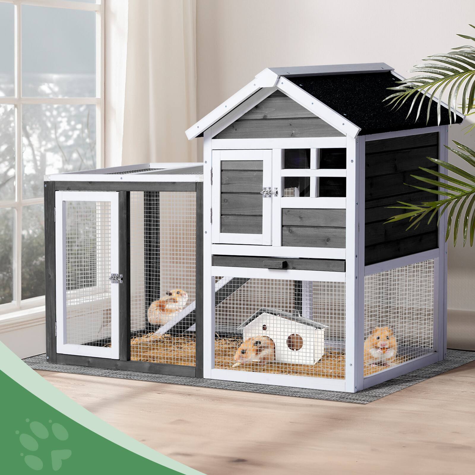 Alt View 7. Winado - Wooden Chicken Coop Hen House 46in, Poultry Hutch, Pet Cage with Nesting Box for Backyard Run Cage, Outdoor Garden - Gray.