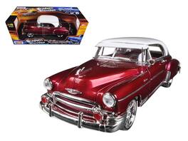 1950 Chevrolet Bel Air Custom 1/18 Diecast Car Model by Motormax - Metallic Dark Red