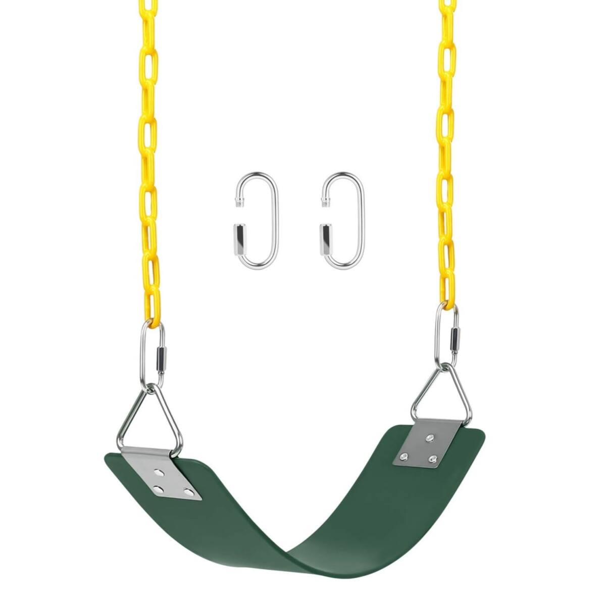 Front. AGPtek - Swing Seat with 66" Anti-Rust Chains for Outdoors, Playground, Jungle & Gym - Green.