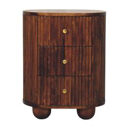 Artisan Furniture - Solid Wood Curved Fluted Bedside Chest - Brown