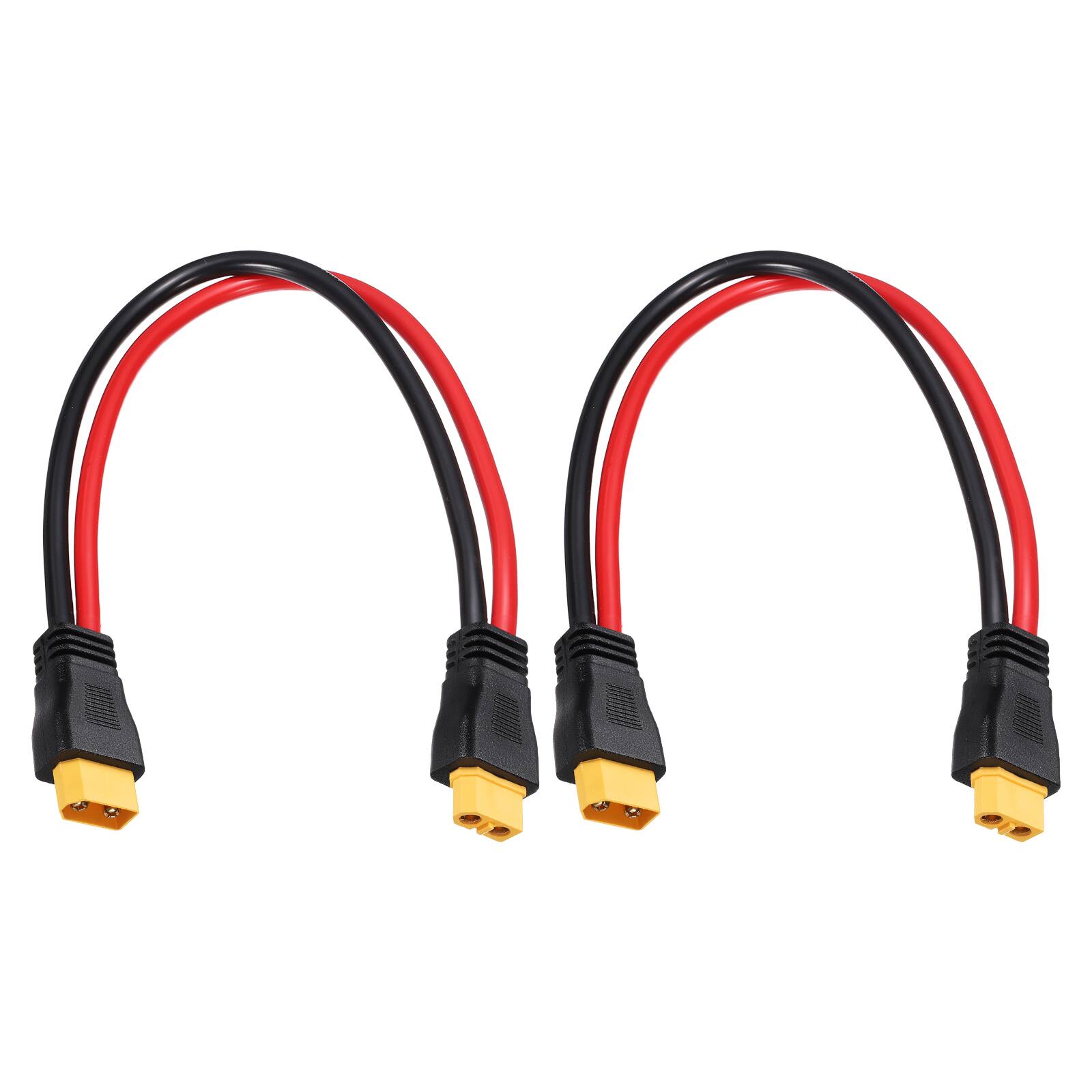 Front. Unique Bargains - 2pcs 600VDC XT60 Extension Cable, 10AWG XT60 Male to Female for RC/Solar/FPV Drone - Red and Black.