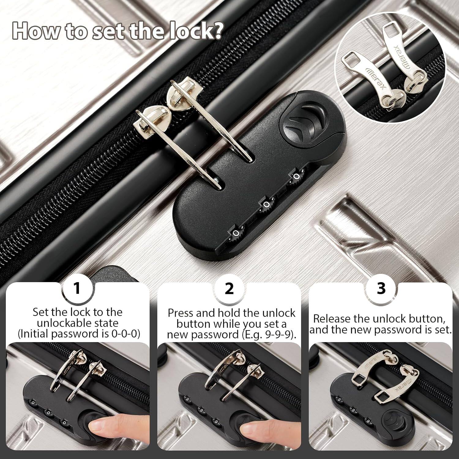 How to set the lock?

1. Set the lock to the unlockable state (Initial password is 0-0-0)
2. Press and hold the unlock button while you set a new password (E.g. 9-9-9).
3. Release the unlock button, and the new password is set.