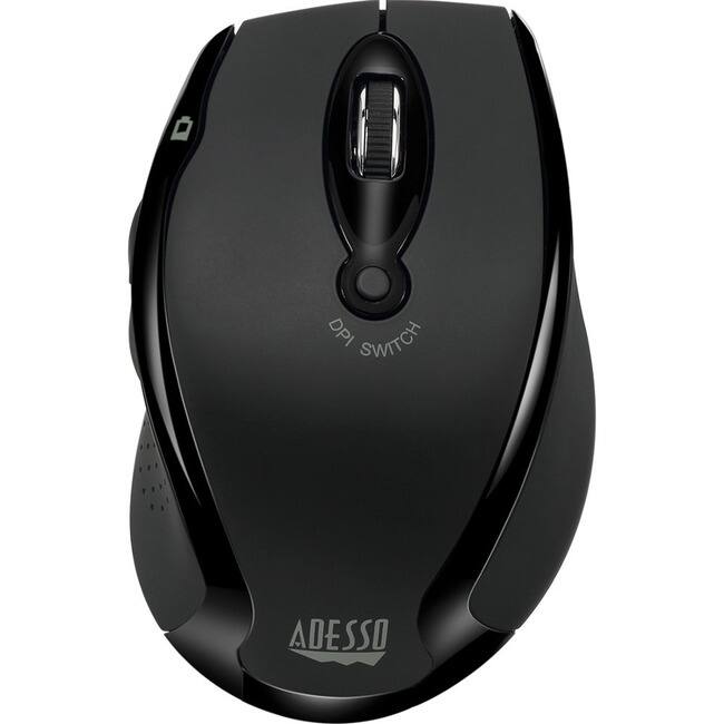 Adesso - iMouse M20B - Wireless Ergonomic Optical Mouse - Optical - Wireless - Radio Frequency - USB - 1600 dpi - Wireless - Black