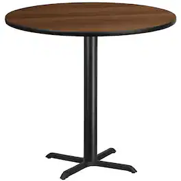 Flash Furniture - Stiles 42'' Round Walnut Laminate Table Top with 33'' x 33'' Bar Height Table Base - Brown