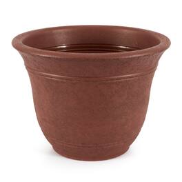 Listo - SRA13001P05 13-Inch Round Outdoor Plastic Sierra Planter - Rustic Redstone