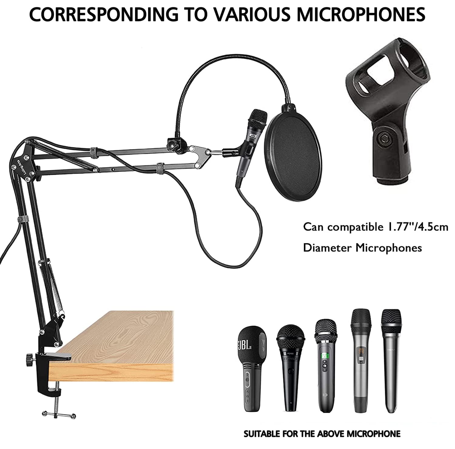 CORRESPONDING TO VARIOUS MICROPHONES

Can compatible 1.77"/4.5cm Diameter Microphones

SUITABLE FOR THE ABOVE MICROPHONE