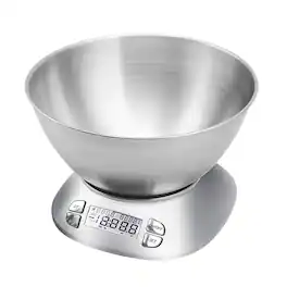 ACJPR - Digital Kitchen Scale with 2.5L Removable Bowl, Stainless Steel Food Scale, 12lb/5.5kg, Alarm Timer and Room Temperature