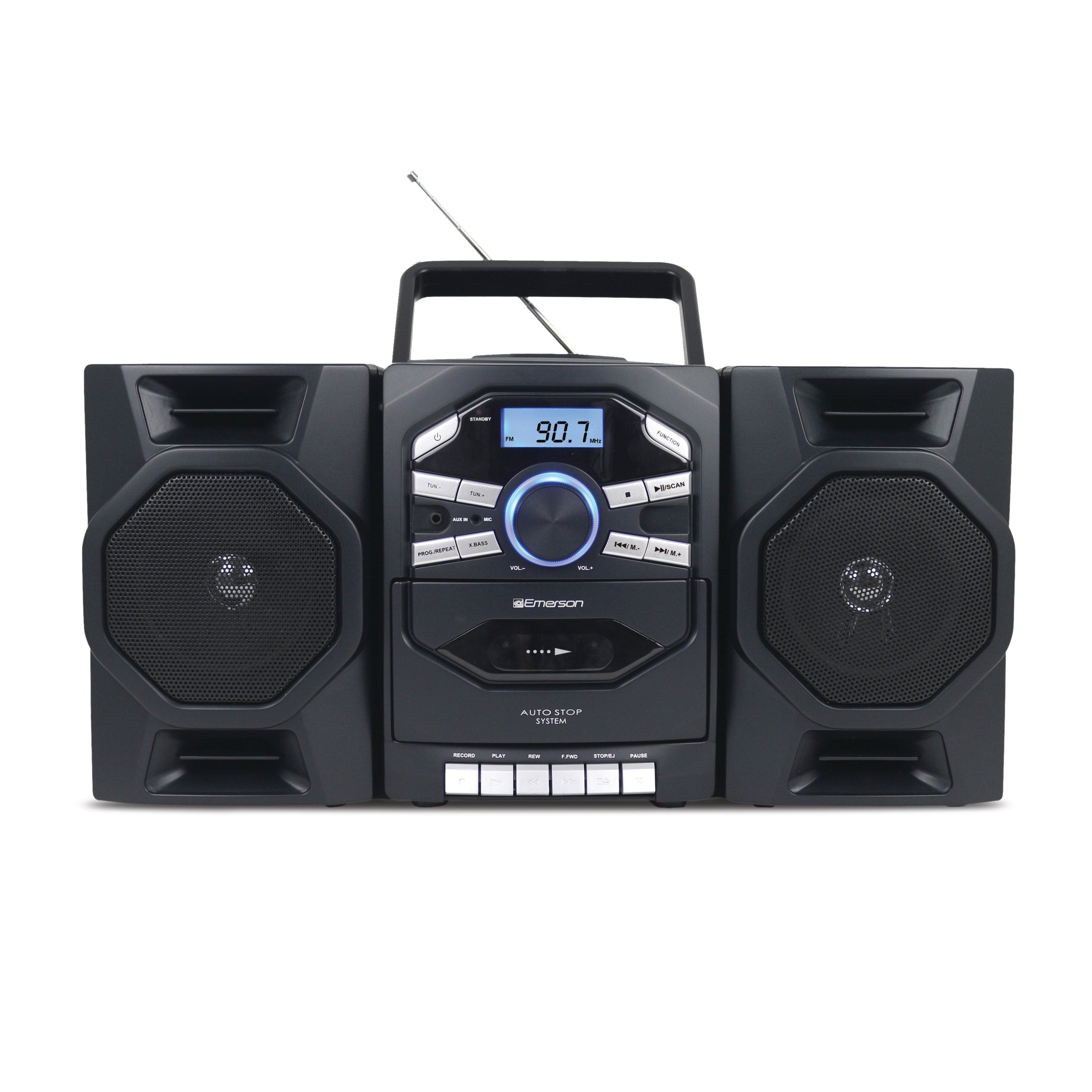 Emerson - Portable CD & Cassette Stereo Boombox with AM/FM Radio - Black