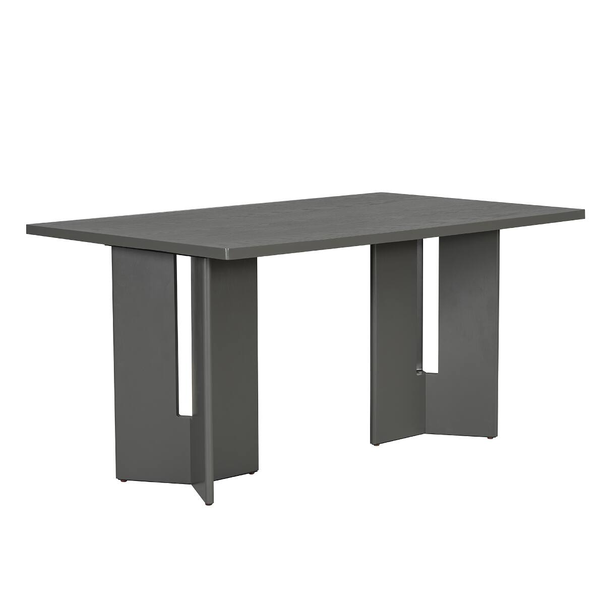 Alt View 4. Loheer - Loheer Gray Farmhouse Dining Table, 60 Inch Rectangular Table with Cutout Legs - Gray.