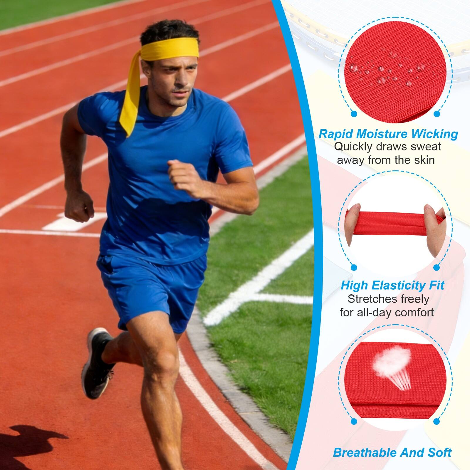 Rapid Moisture Wicking: Quickly draws sweat away from the skin  
High Elasticity Fit: Stretches freely for all-day comfort  
Breathable And Soft