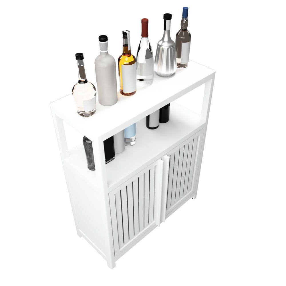 Alt View 6. Kadyn - White Large Capacity Bamboo Storage Cabinet Furniture for Bathroom Living Room Bathroom Bamboo Storage Cabinet - White.