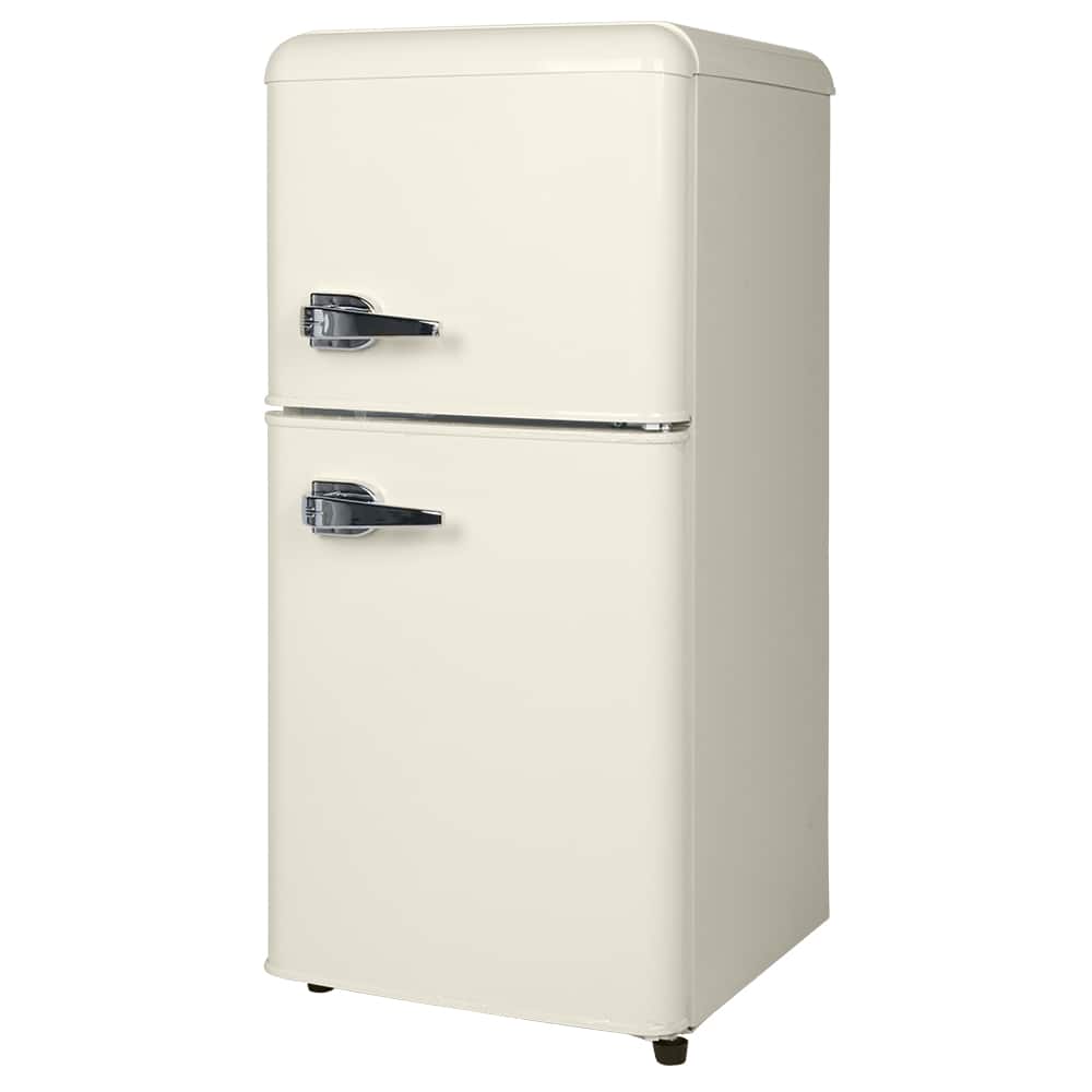 Chery Life - 3.5 Cu.Ft Compact Refrigerator Mini Fridge with Freezer 2 Door, 7 Removable Shelves for Kitchen - Cream