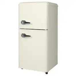 Chery Life - 3.5 Cu.Ft Compact Refrigerator Mini Fridge with Freezer 2 Door, 7 Removable Shelves for Kitchen - Cream
