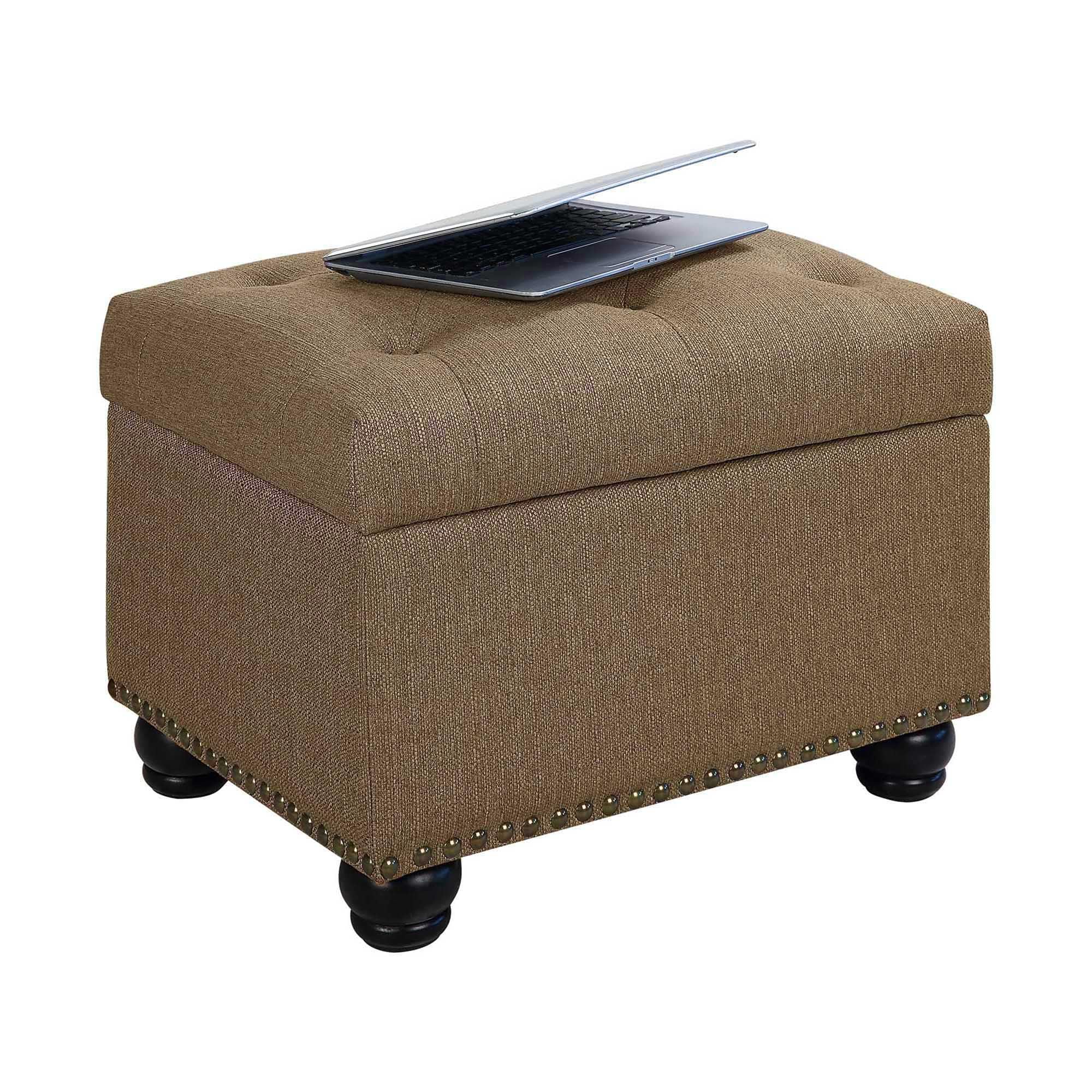 Alt View 1. Fabibe - Designs4Comfort 5th Avenue Upholstered Storage Ottoman 24" - Contemporary Foot Stool and Seat with Hinged Lid for... - Blue Faux Leather.