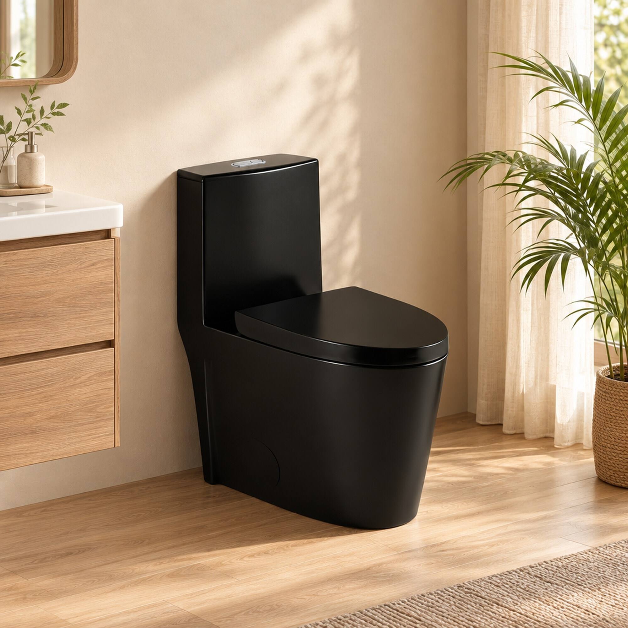 RYHNUYNE One Piece Toilet, Dual Flush Elongated Comfort Height Floor ...