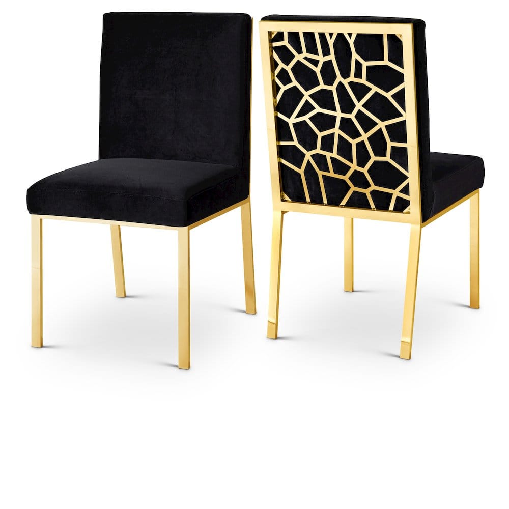 Meridian Furniture - Opal Velvet Dining Chair, Set of 2 - Black