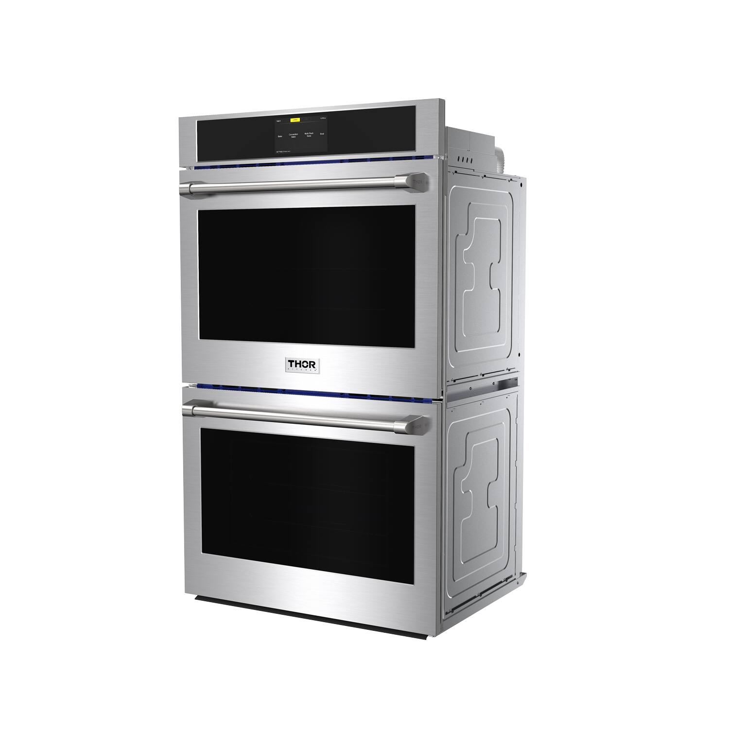 Angle. Thor Kitchen - 30 Inch Built-In Electric Double Wall Oven with Air Fry - Stainless Steel.