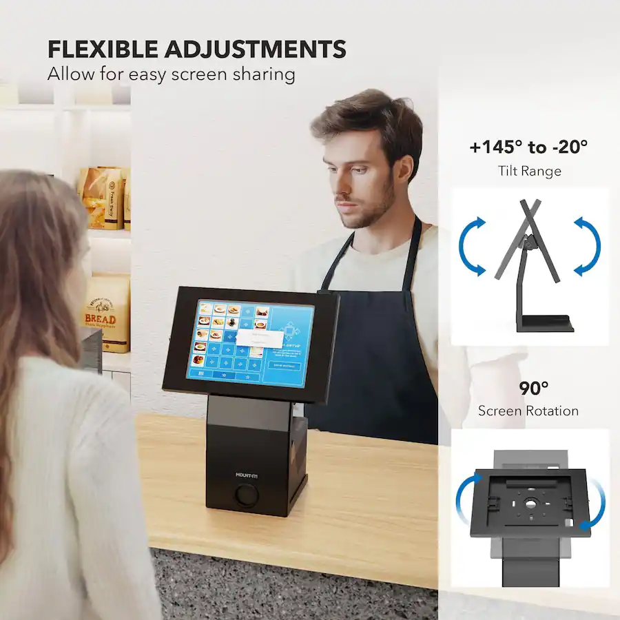 Store Tip Tablet Mount It! Anti Theft Tablet Kiosk with Printer Shelf, Lockable POS ...