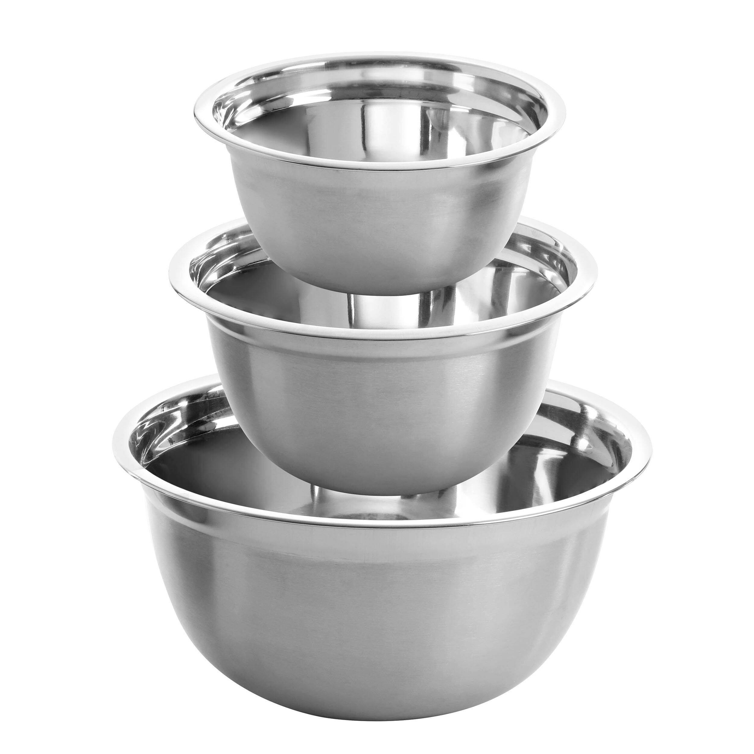 Front. Oster - Oster Rosamond 3 Piece Stainless Steel Mixing Bowl Set in Silver - Silver.