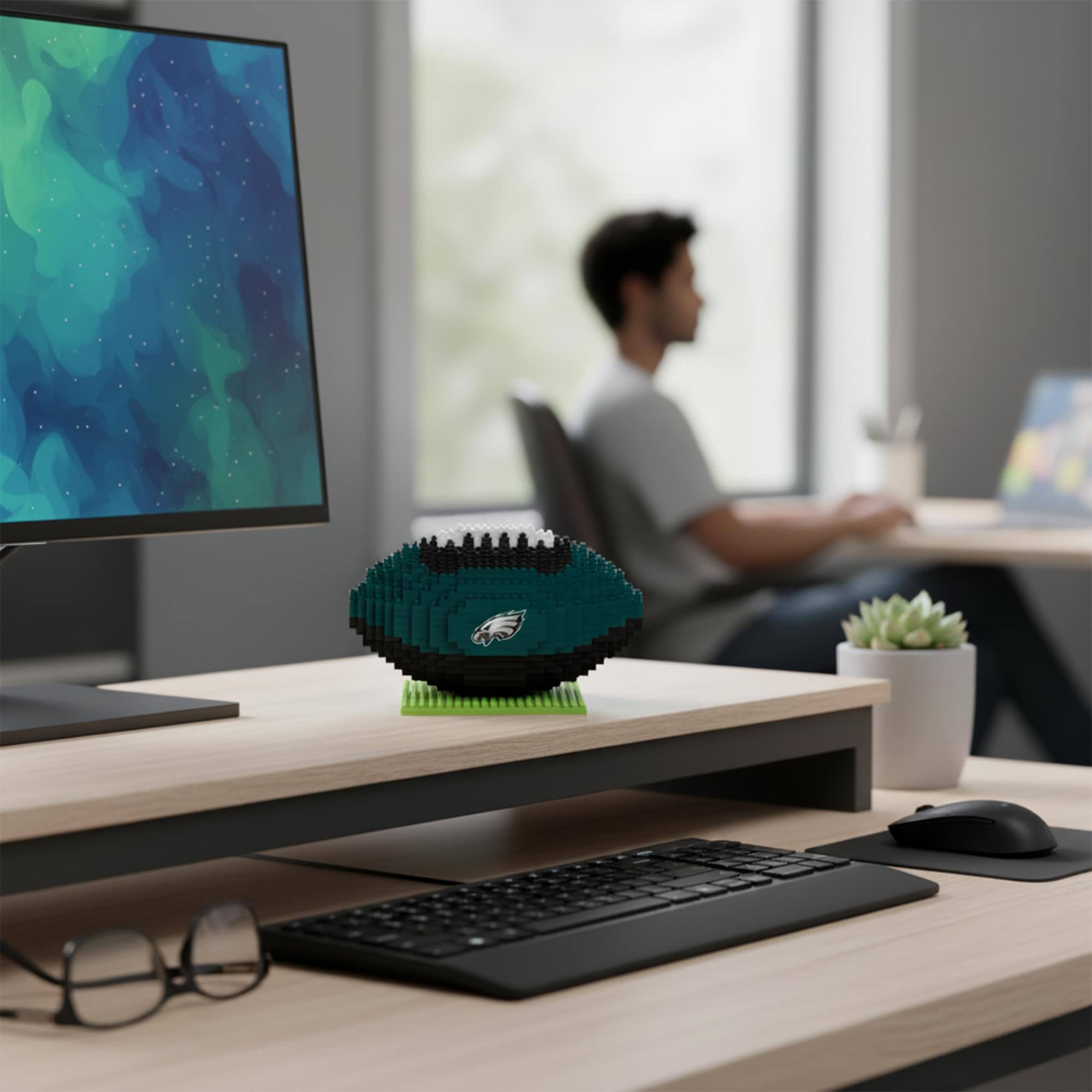 Alt View 10. Forever Collectibles - Philadelphia Eagles NFL BRXLZ Football 704-Piece Building Block Set - Blue.