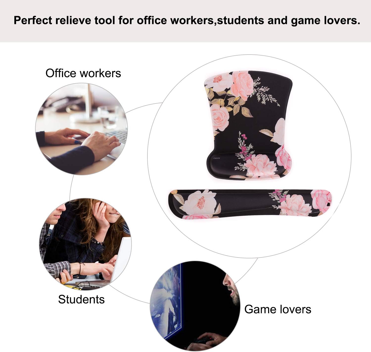 Perfect relieve tool for office workers, students and game lovers.  
Office workers  
Students  
Game lovers