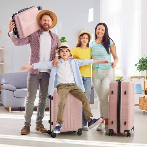 Alt View 9. Winado - 3-in-1 20" 24" 28" Trolley Carry On Luggage Set Spinner Wheels Lightweigh Hardside PP Suitcase Sets with Built-in Lock - Pink.