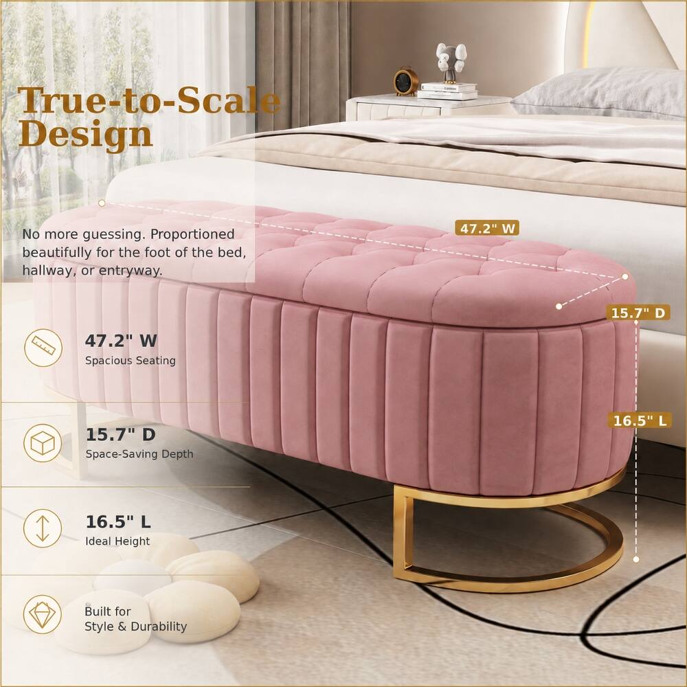 True-to-Scale Design  
No more guessing. Proportioned beautifully for the foot of the bed, hallway, or entryway.  
47.2" W  
15.7" D  
47.2" W Spacious Seating  
15.7" D Space-Saving Depth  
16.5" L  
16.5" L Ideal Height  
Built for Style & Durability
