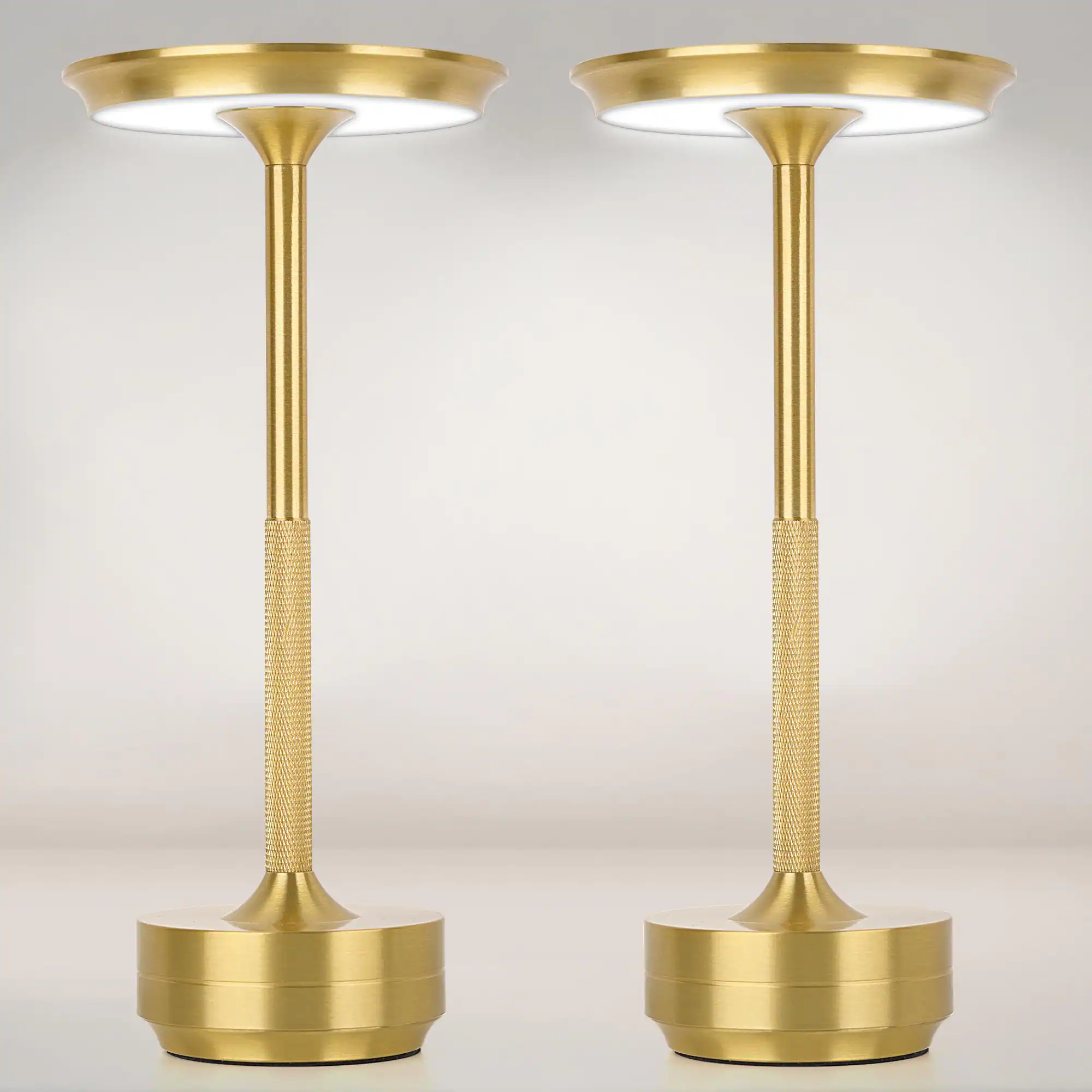 Front. Comfort Essence - Cordless Table Lamp Rechargeable 5000mah 3-color Stepless Dimming Touch Sensor Portable Led Desk Light For - 2-Pack Gold.